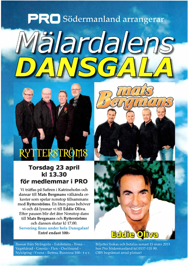 PRO Sörmland arrangerar Mälardalens Dansgala